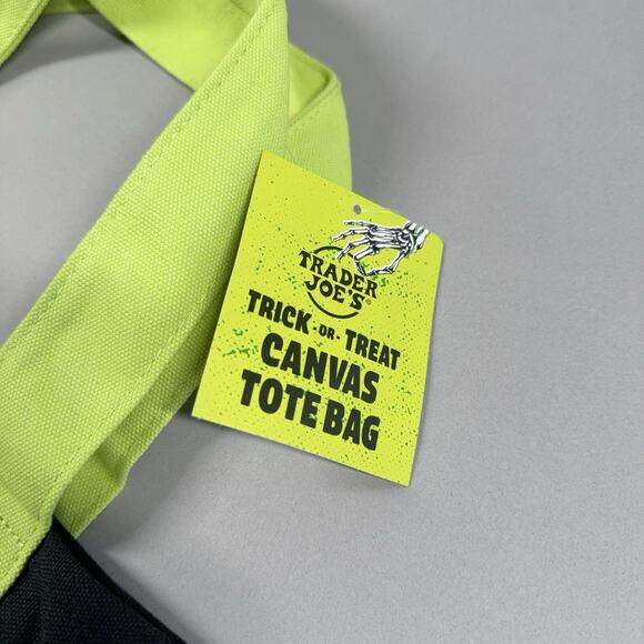 Limited Trader Joe's Mini Halloween Black Green Canvas Tote Bag - SHIPS TODAY 🎃 - Picture 6 of 7